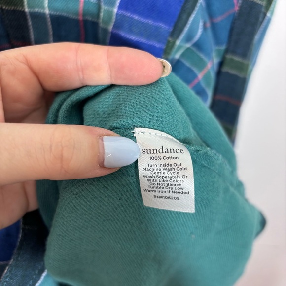 Sundance KLEA PAJAMA TOP NEW with tags NWT XL Flannel button up tartan collar - Picture 7 of 9
